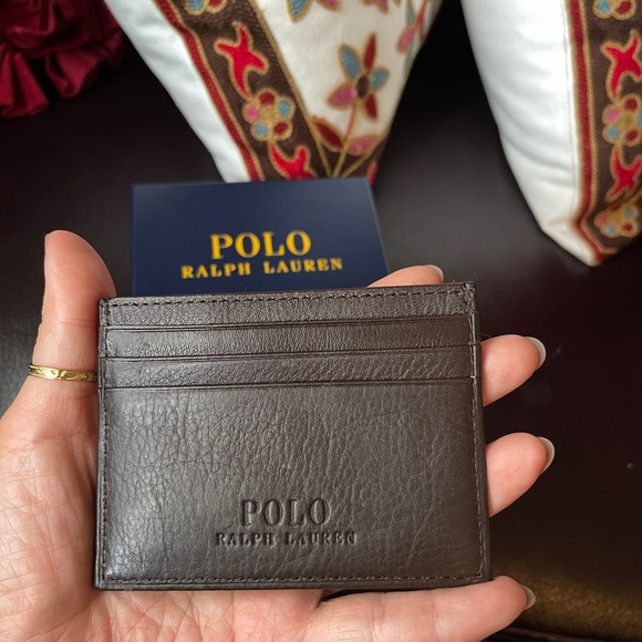 polo Ralph Lauren men’s credit card wallet in brown leather with gift box - Picture 6 of 6